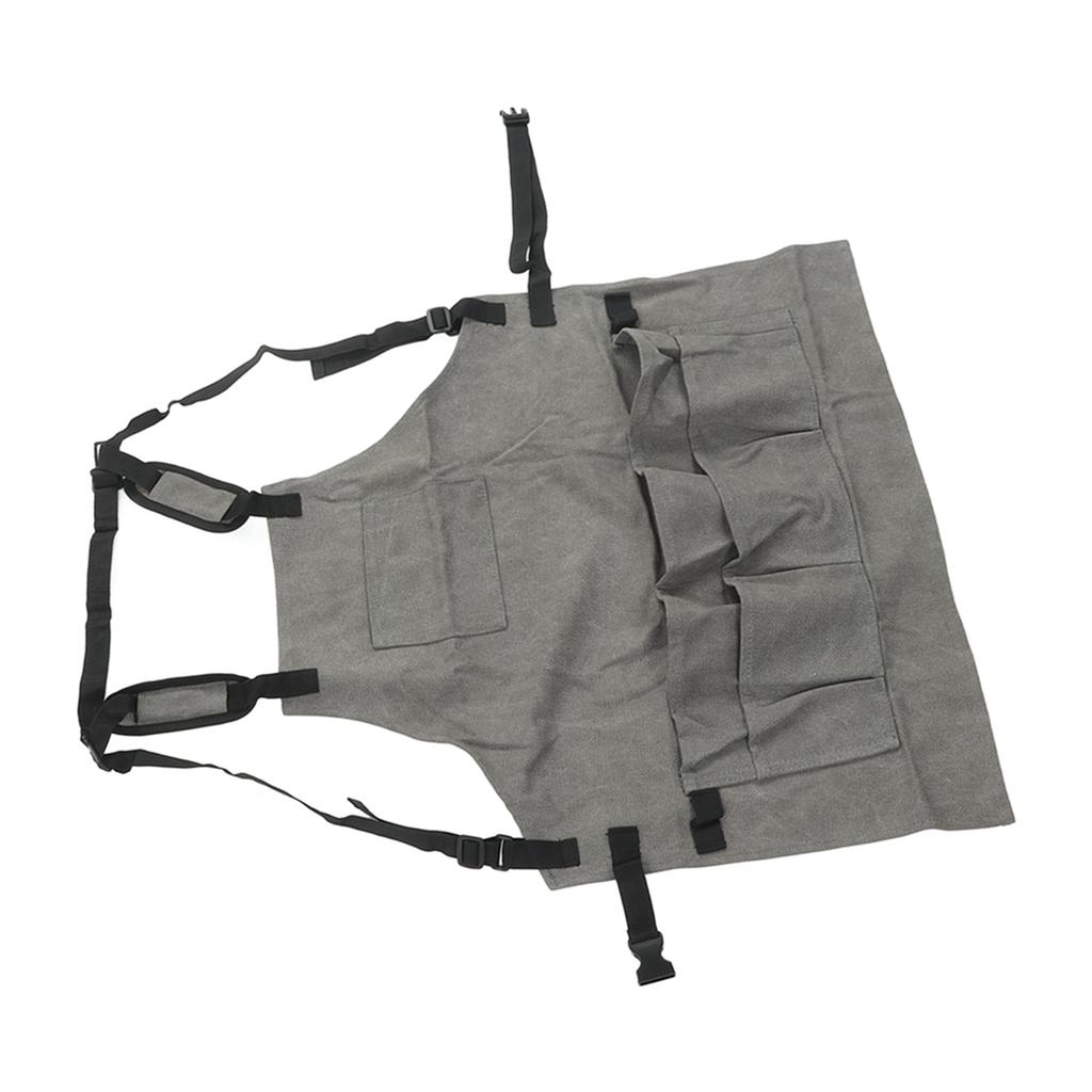 Woodworking Apron Canvas Gray Multiple Pockets Collapsible Woodworking Shop Apron for Men Women