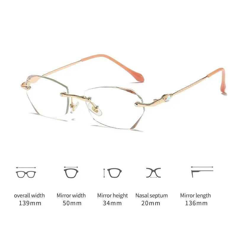 Diamond Cutting Presbyopia Eyeglasses Men Women Trendy New Reading Glasses Female Transparent Rimless Prescription Diopters