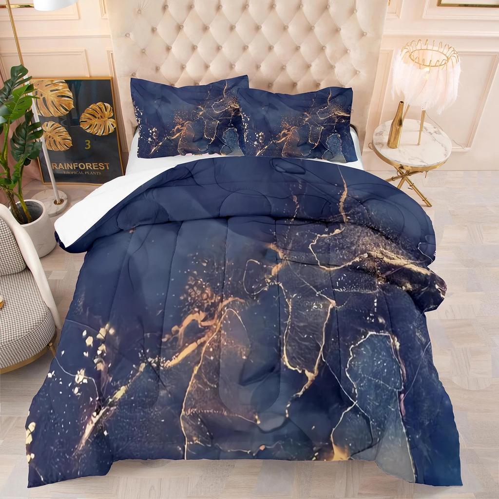 סט ציפה שחור מופשט משיש זהב ציפיות טווין קווין קינג 200x200 סט מצעים נורדי מעצב יוקרתי