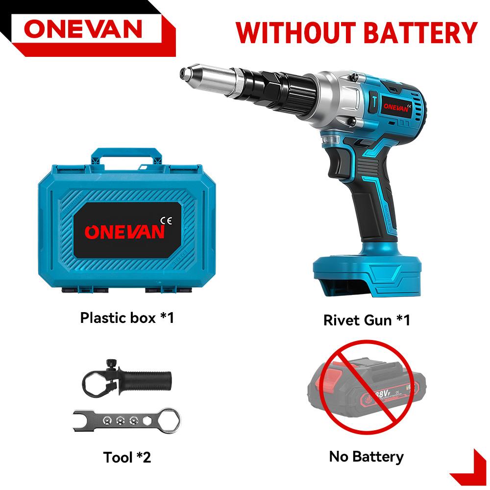 ONEVAN Brushless Electric Rivet Gun Cordless LED Rivet Nut Gun Drill Insert Automatic Riveting Tool For Makita 18V Battery Pin