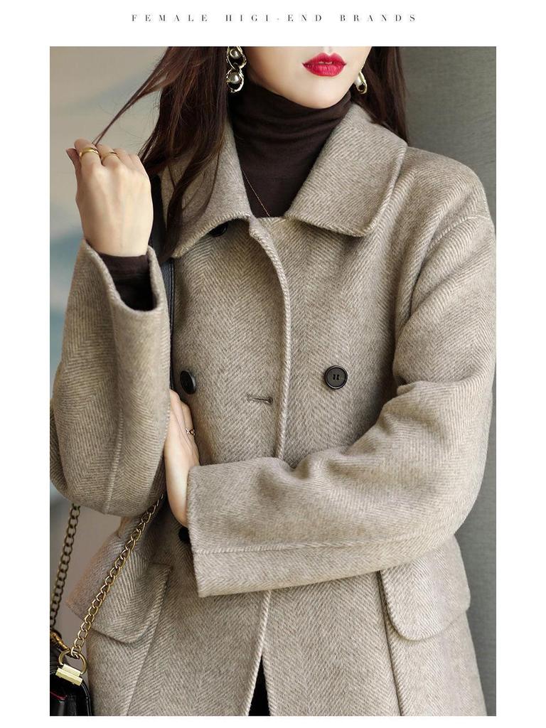 Women's Woolen Lapel Coat - 2025 Autumn/Winter Korean Style, Thickened, Slimming Mid-Length Overcoat