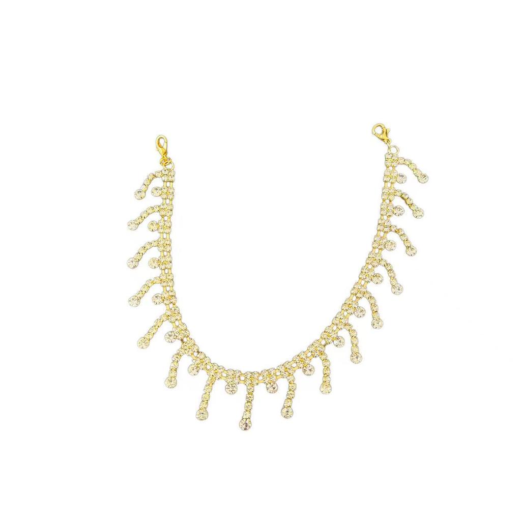 High-End Rhinestone Tassel Anklet: European & American Fashion Jewelry