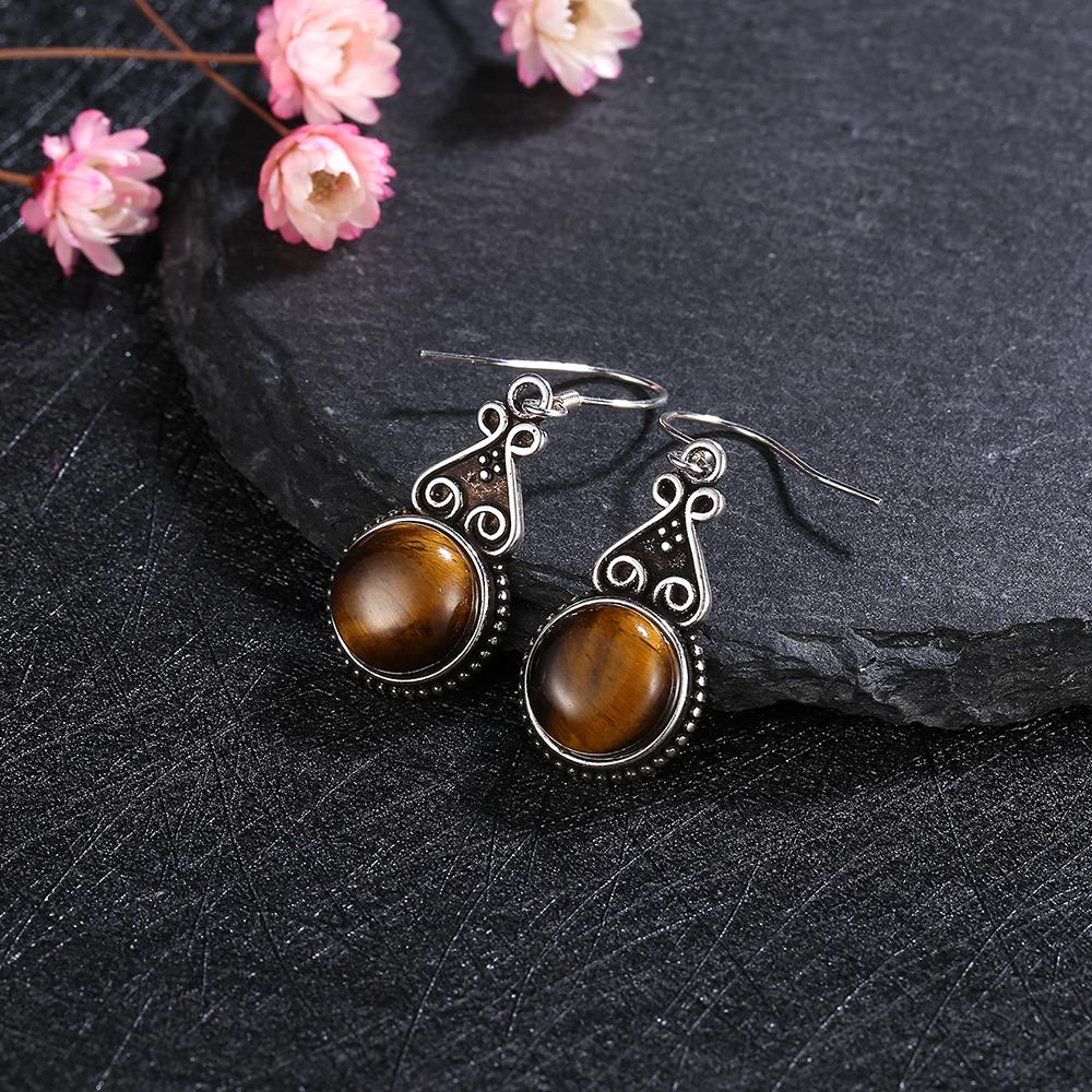 S Silver Drop Earring 10MM Labradorite Multicolor Pendant Earrings Engagement Wedding Women Fine