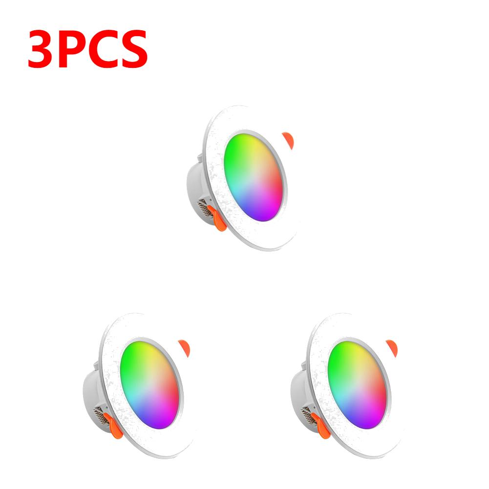 1-12pcs 10W Smart LED Downlight Bluetooth-Compatible Recessed Ceiling Lamp Dimmable Round Panel Light for Living Room Decor
