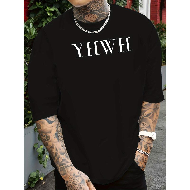 YHWH New Men'S Short-Sleeve T-Shirt, a Trendy Summer Top with Print Designs, for Casual Wear, Featuring a Round Neck And Breathable Fabric, Plus Size