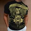 Men's Animal Pattern T-Shirt, Eagle, Motorcycle, 3D Print, Vintage Trendy Loose Large Size Casual Street Short Sleeve Top