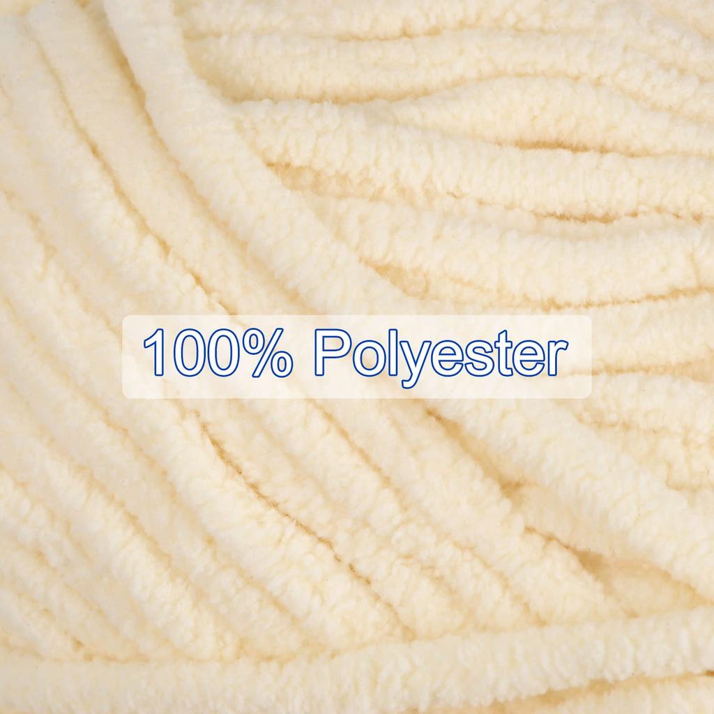 uxcell Velvet Yarn, Blanket Yarn, for Crocheting Bags, Scarves, Hats, 6-Piece Ultra-Soft Polyester Soft Knit, 100g, Cream