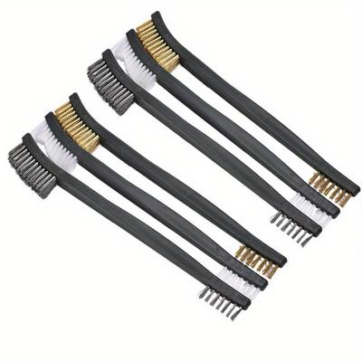 6pcs Wire Brush Set Steel Metal Brass Nylon Cleaning Polishing Rust Brush Metal Cleaning Brush Tool