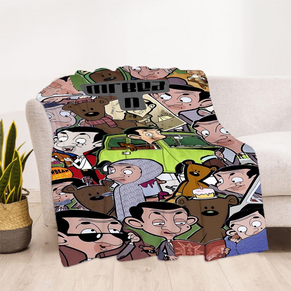 1pc Mr. Bean Adventures Outdoor Blanket Lightweight Flannel, All-Season Use for Sofa, Bed, Travel, Camping, Living Room, Office, Couch073
