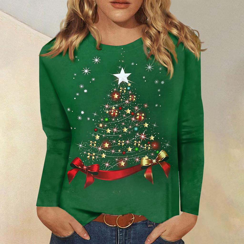 Women's Loose Comfortable Casual Fashion V-Neck Christmas Print Long Sleeve Hoodie