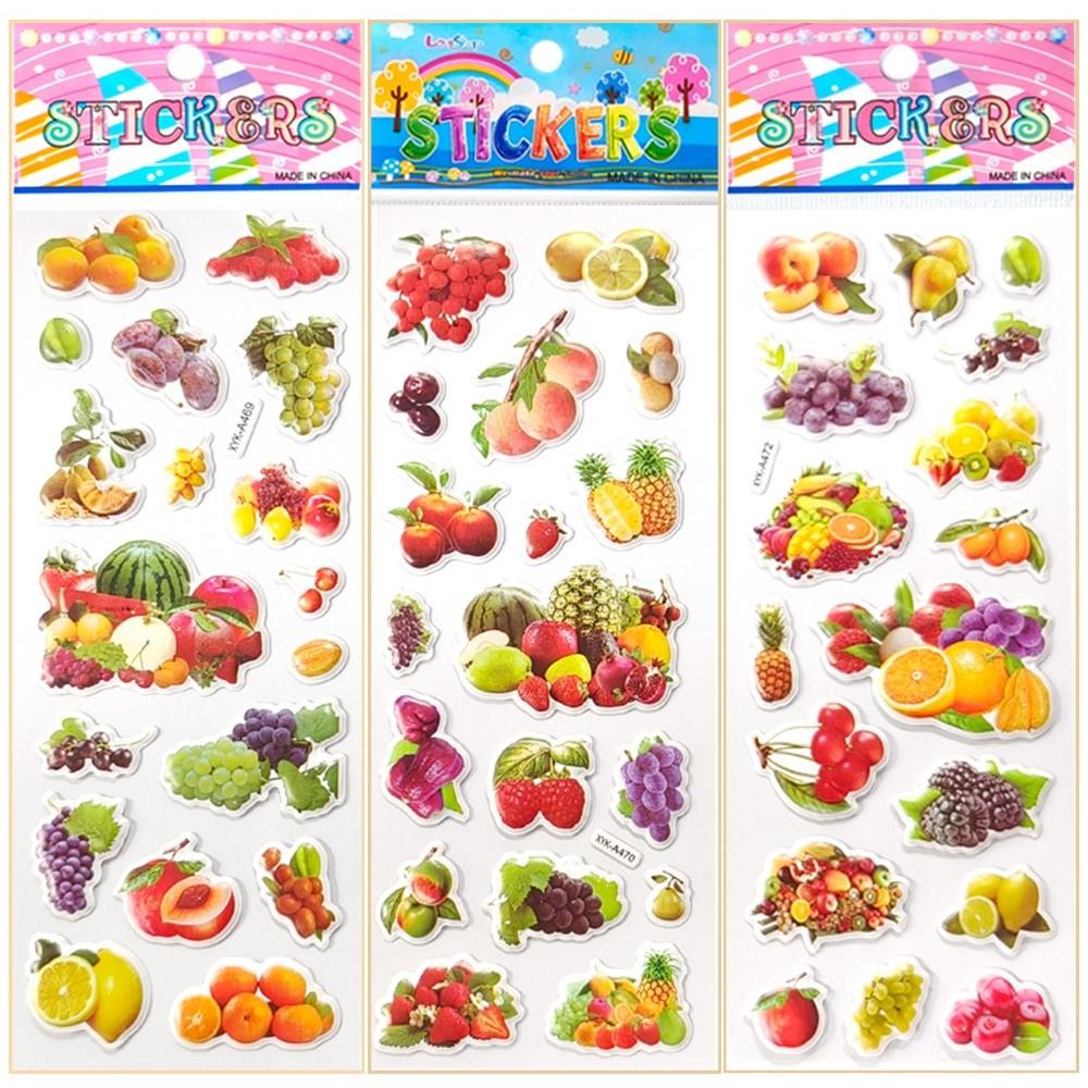 10 Sheets 3D Puffy Stickers Fruit Vegetable Bulk Stickers Scrapbook Decoration Birthday Festival Gifts for Adult Boy Girl