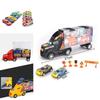 Ultimate Toy Truck Carrier Play Set With 4 Vibrant Mini Cars And Road Signs