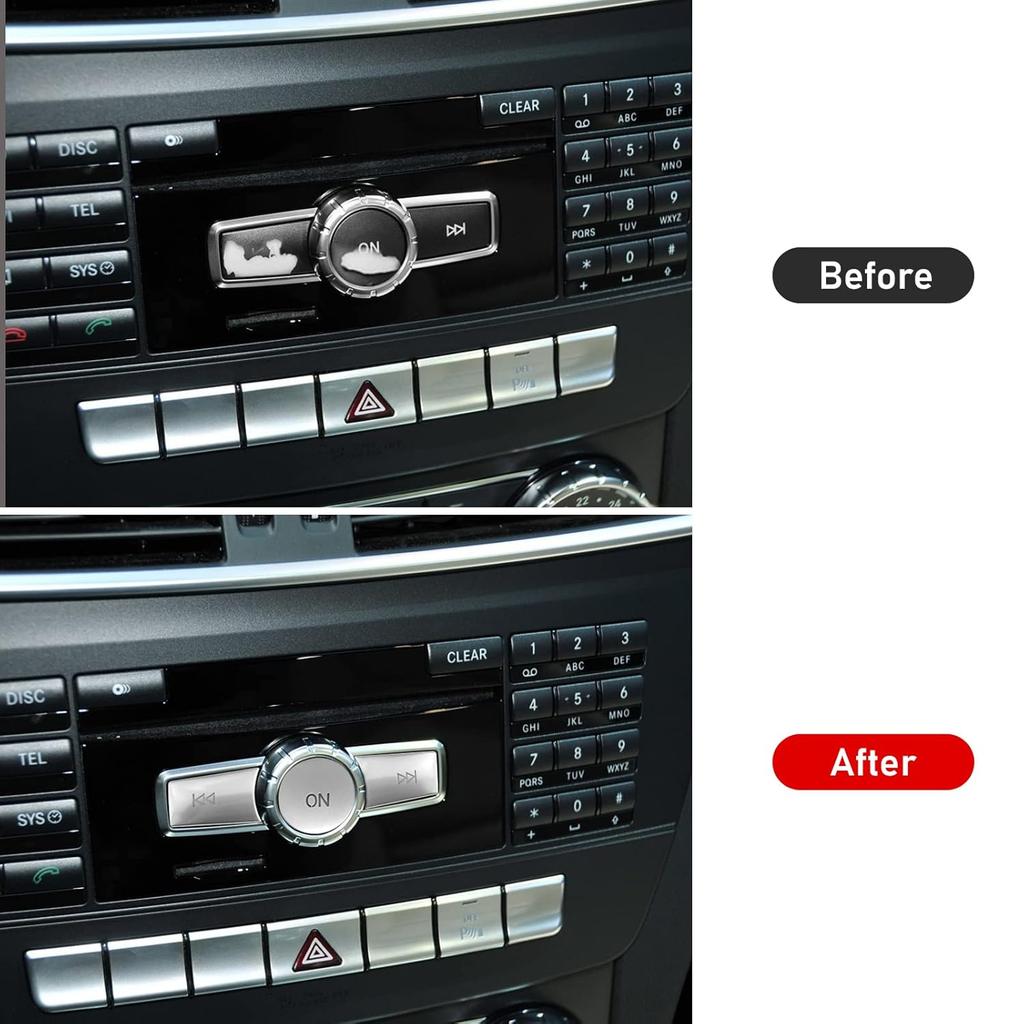 Jaronx Compatible with Mercedes Benz Radio Button Cover Stickers, X204/W204 Radio ON Volume Button Sticker Cover for Mercedes B W246/C W204/ E W212/