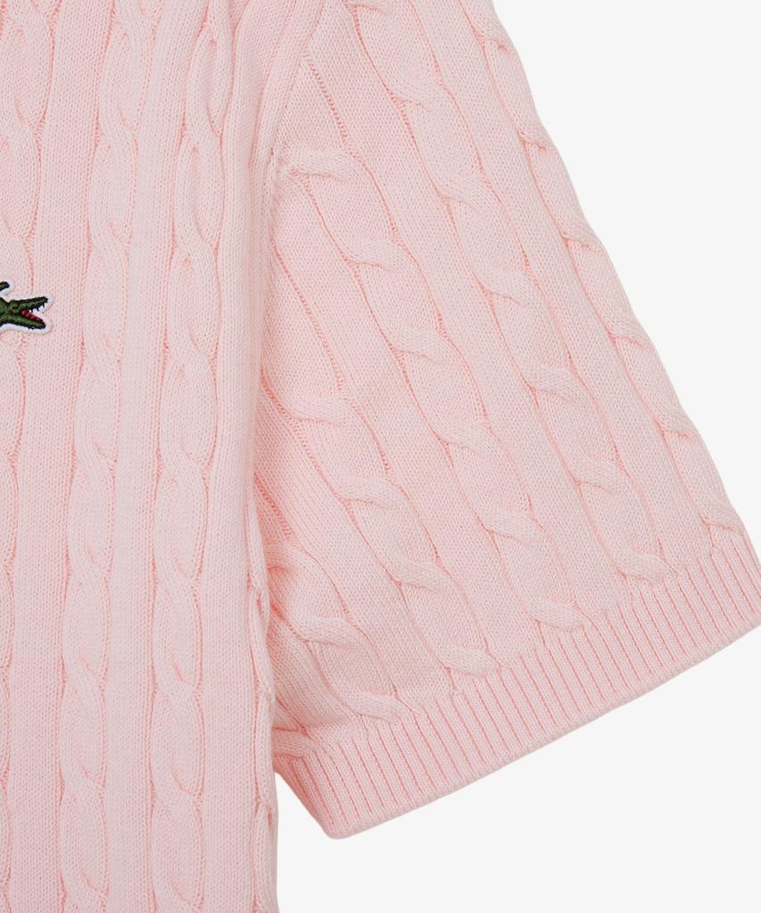 LACOSTE Women'S Cable Short Sleeve Crew Neck Sweater Af590E-56G Z4H