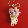 Keychain Pendant Hand Crocheted Flower Key Chain Colorful Yarn Roses Sunflower Charm Key Holder Bag Car Key Accessory