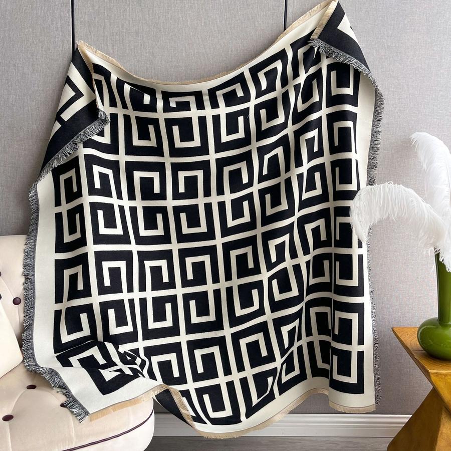 Autumn Winter Faux Cashmere Scarf with Thick Square Scarf, Air Conditioning Cover, Tassel Warm Shawl for Women