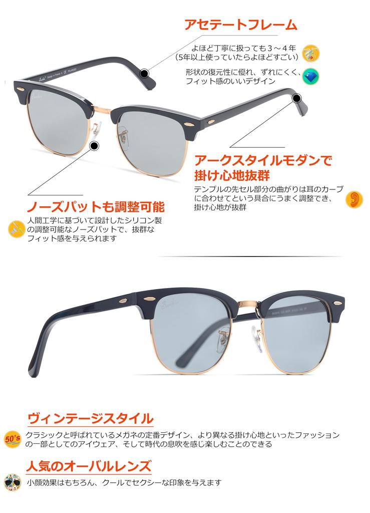 Berikin Polarized Light Classic Thermont UV400 Half Frame Sunglasses, Gray, Brow, Unisex, Men's, Protection, Gold,