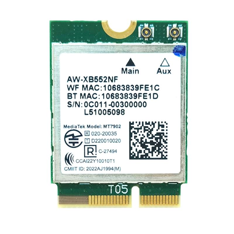 

Wifi Card WiFi6E MT7902 AW-XB552NF 2.4/5/6Ghz Wireless Networking Adapter BT5.2 2.4G-300M 5G-1200M 6G-2400M