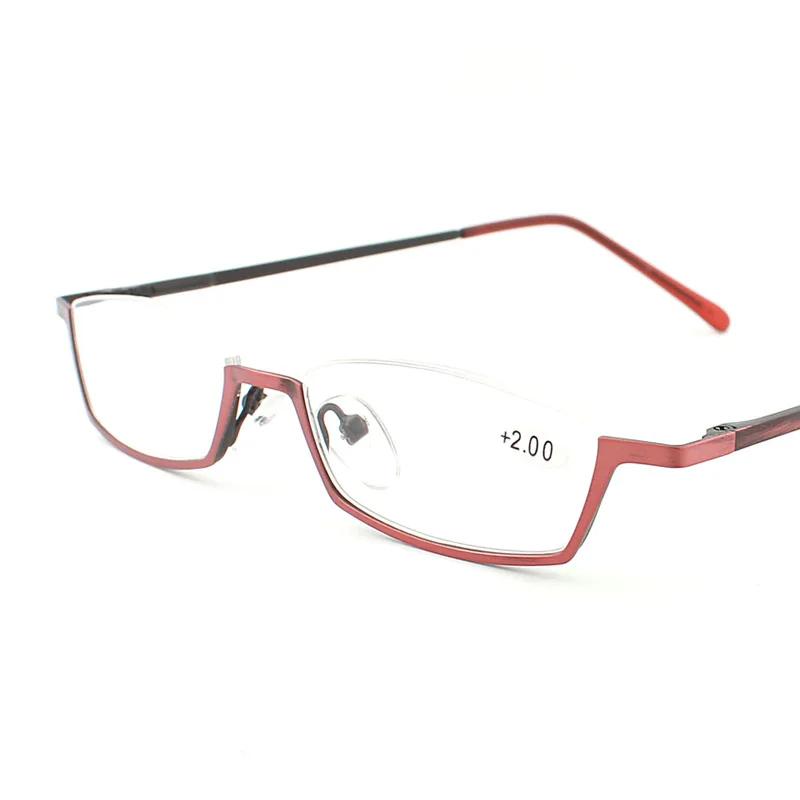 

New Half Moon Metal Spring Hinge Reading Glasses Half Frame Super Light Resin Eyeglasses Vision Care +1.00~+4.0 Diopter HD Lens 1