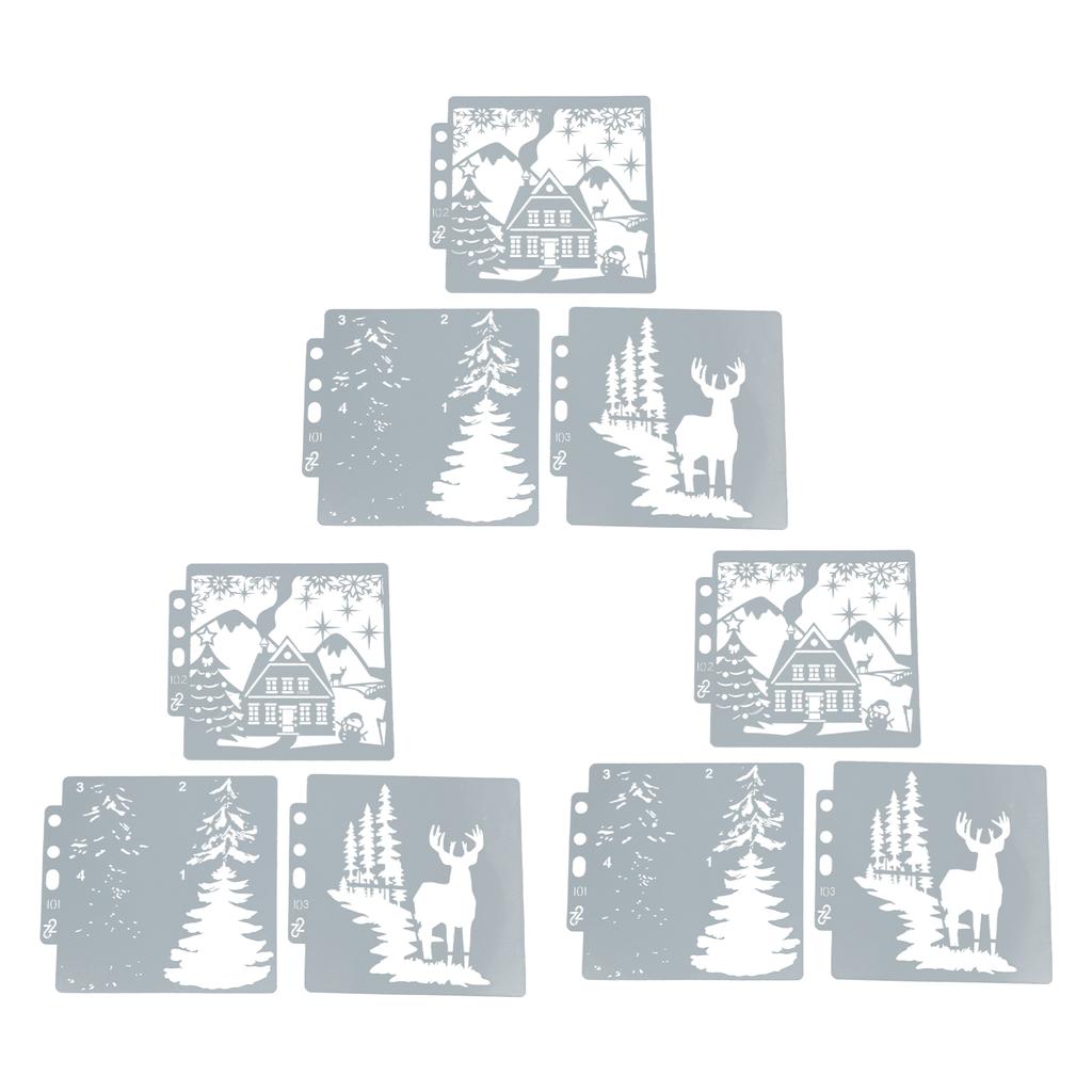 9pcs Christmas Stencils DIY Making Safe Cute Pattern Hollow Template for Scrapbooking Paper Crafts