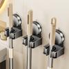 Space Saving Suction Cup Mop Organizer, ABS No Drill Bathroom Shelf, Removable Waterproof Wall Mount Storage Rack