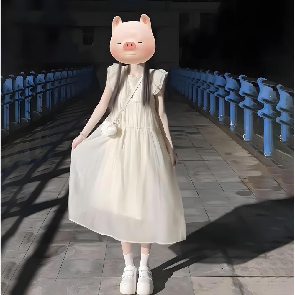 French sweet flying sleeve dress women's summer design sense small gentle wind doll skirt loose long skirt