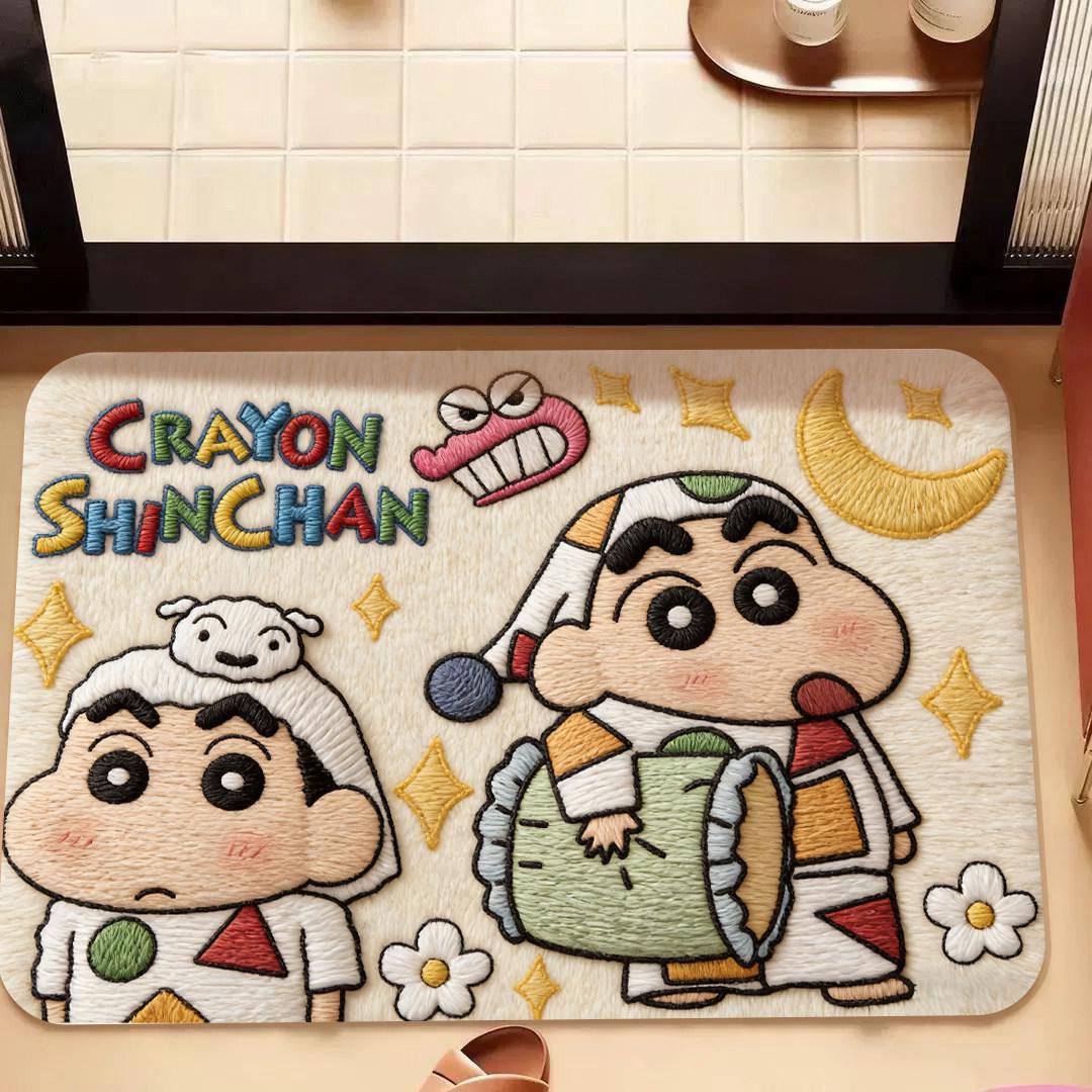Crayon Shin-chan Cartoon Wool-Style Anti-Slip Bathroom Mat 40x60cm Diatom Mud