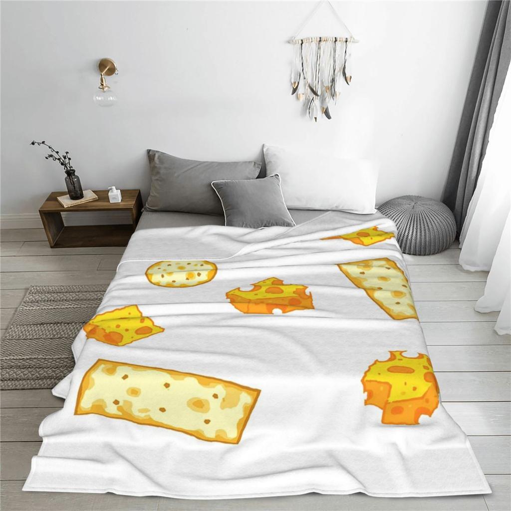 3D Cheese Pattern Variety Design Blankets Soft Warm Flannel Throw Blanket Cover for Bed Living Room Picnic Travel Home Couch