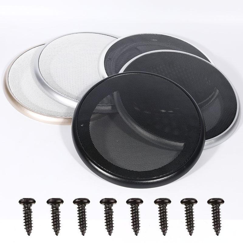 

Gold Speaker Grill Protective Net & Decorative Ring Faceplate for Audio DIY, Available in 4 , 5 , 6 , 8 , 10 Sizes Gold Ring + White Net - 4 inch