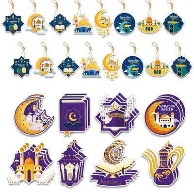Eid Mubarak Presentetiketter Måne Stjärna Kraftpapper Hängande Etiketter Hänge Dekor för Islam Muslim Ramadan Dekoration Festetiketter Tillbehör