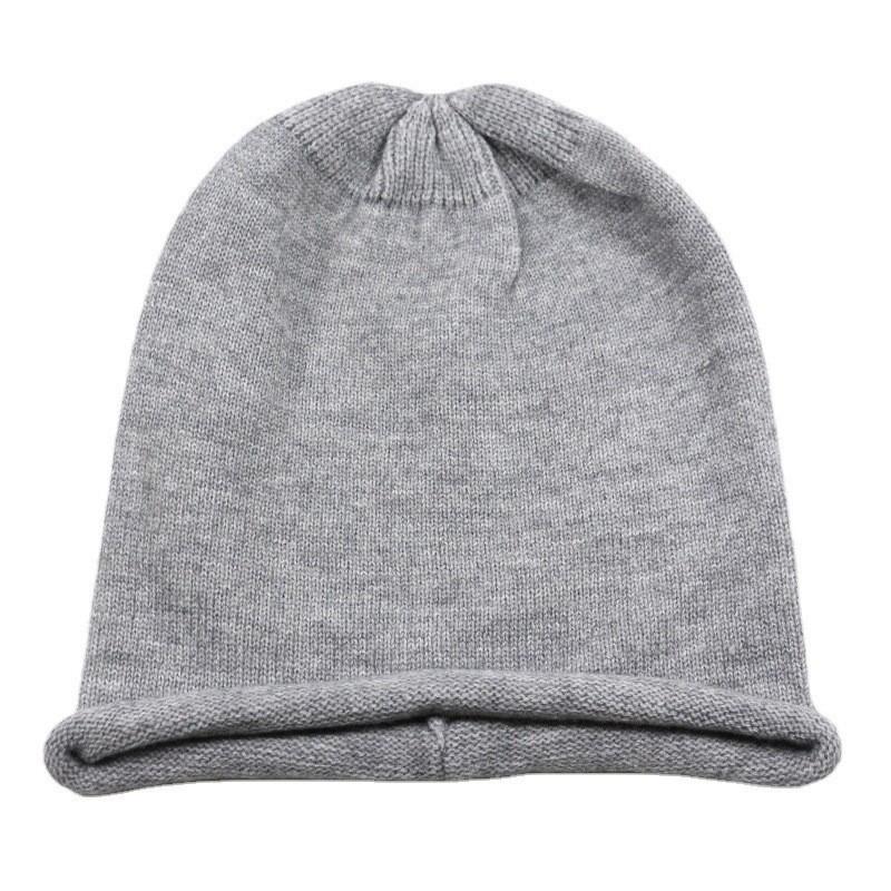 Hat Women's Autumn and Winter Beige Curled Knitted Hat European and American Solid Color Long Confinement Pile Baotou Hat Men