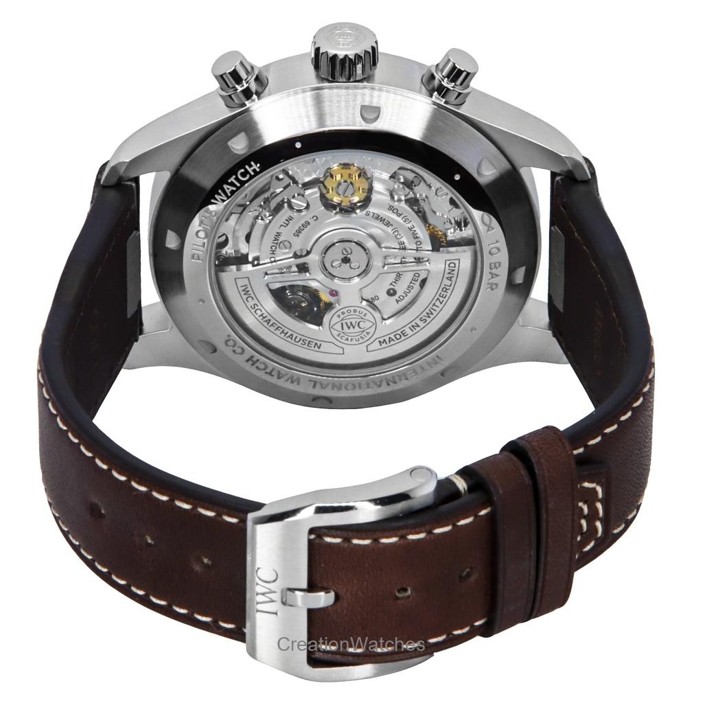 IWC Pilots Chronograph Lederarmband Grünes Zifferblatt Automatik IW378005 100M Herrenuhr