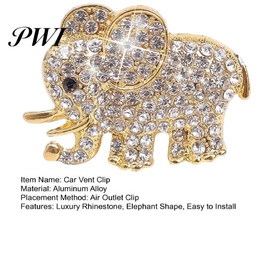 No Glue Required Air Vent Clip Car Freshener Luxury Rhinestone Alloy Elephant Auto Outlet Decoration Aromatherapy Diffuser Interior Accessories