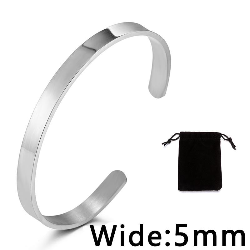 Stainless Steel Pearsonalized Bracelet Name Character Letter  Engraved Custom Cuff Bangle Women Men Fashion Jewelry Dropshipping