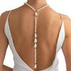 Artistic Irregular Pearls Long Necklace Back Revealing Outfit Jewelry Designed For Layering And Statement Looks