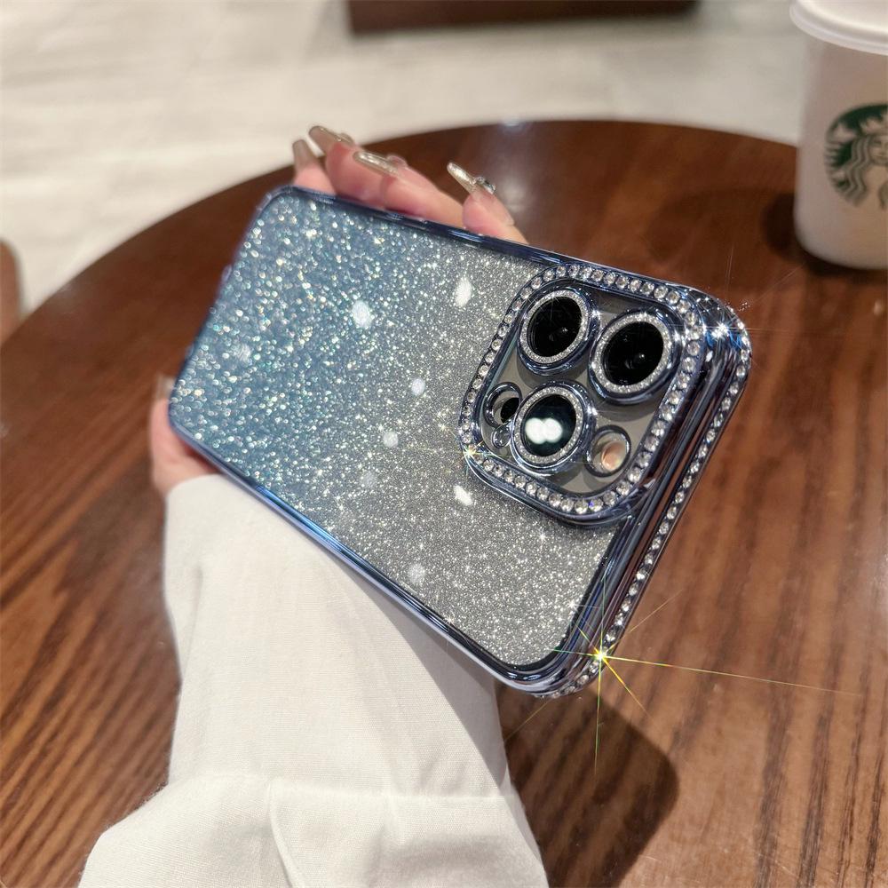iPhone 16/17 Pro Max Glitter Rhinestone Gradient Protective Case - Full Coverage