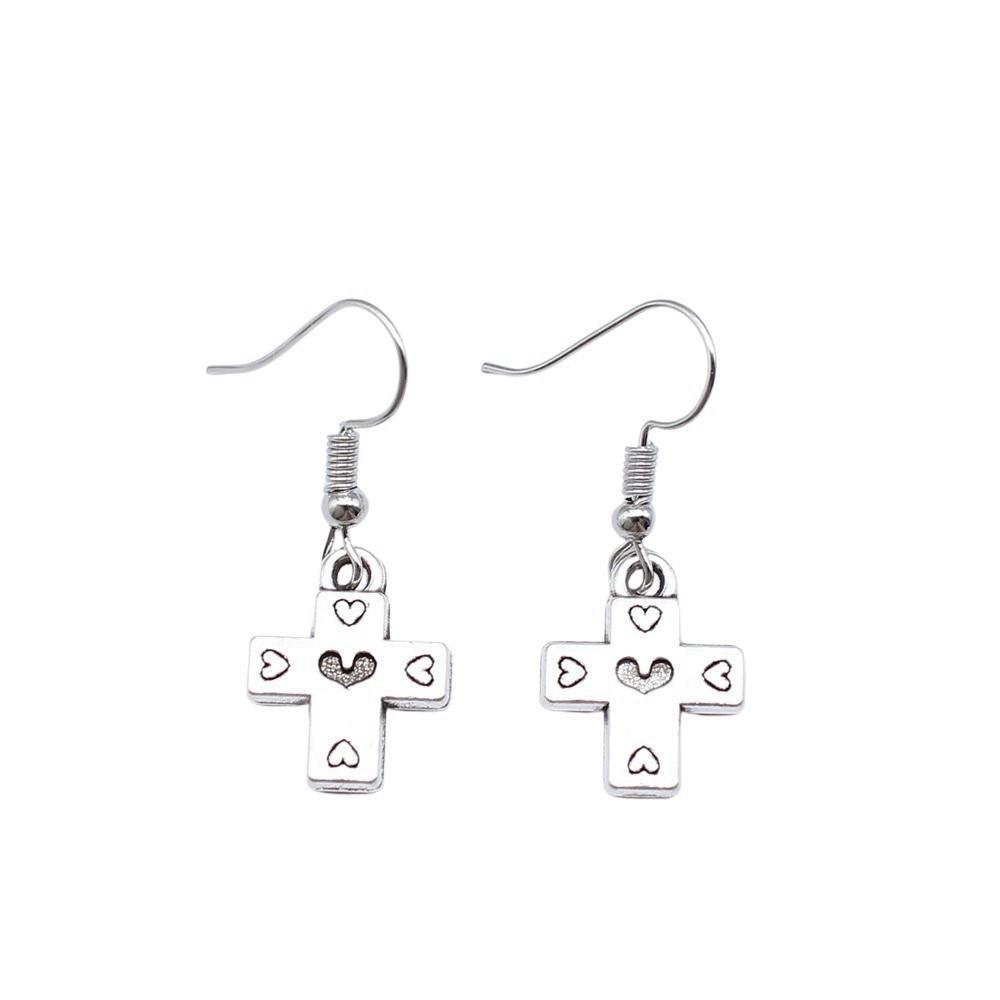 Cross Dangle Earrings Minimalist Gothic Christian Symbol Drop Earrings Girl Jewelry