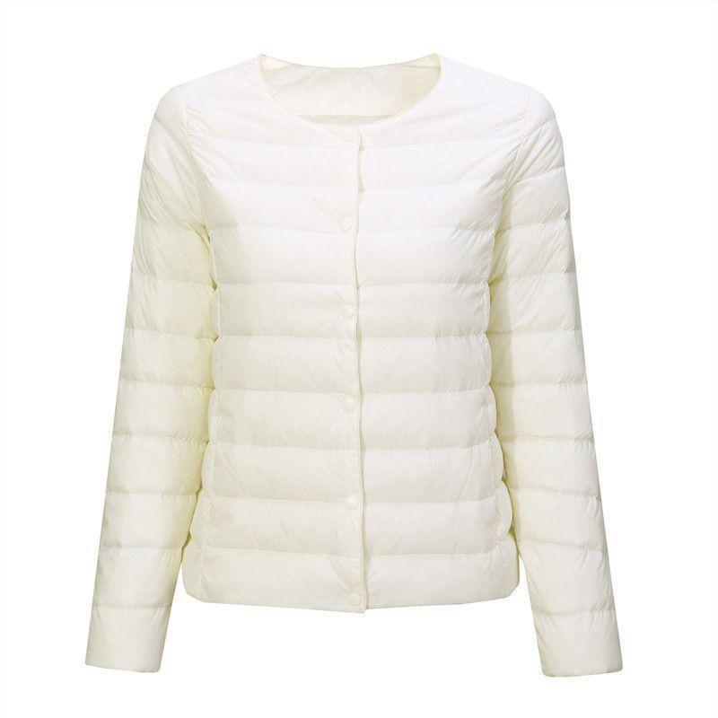 2022 Women's Slim-Fit Collarless Down Jacket - Lightweight Autumn/Winter Round Neck
