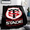 1PC Stade Toulouse Crest Custom Name Patterned Flannel Blanket Suitable For All Seasons For Home Decor Warmth And Comfort Gifts Holiday Present