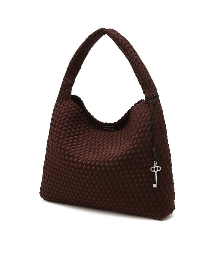 Athe Vanessabruno Dark Brown Neoprene Weaving Shoulder Bag L Aaba6E851W3