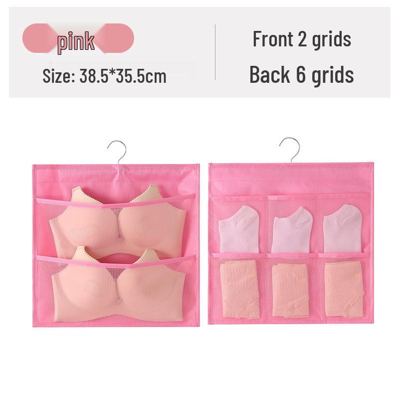 Dual-Sided Hanging Underwear Organizer for Wall or Dorm, Ideal for Bras and Panties.