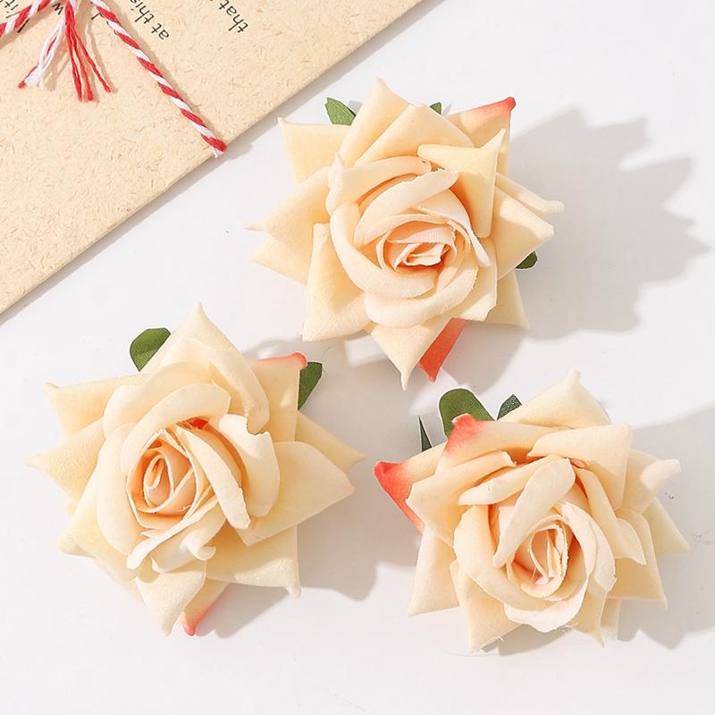 3/5Pcs Rose Artificial Flowers for Home Room Decor Wedding Decoration Fake Flower DIY Scrapbook Wreath Gift Flannel Rolled Rose