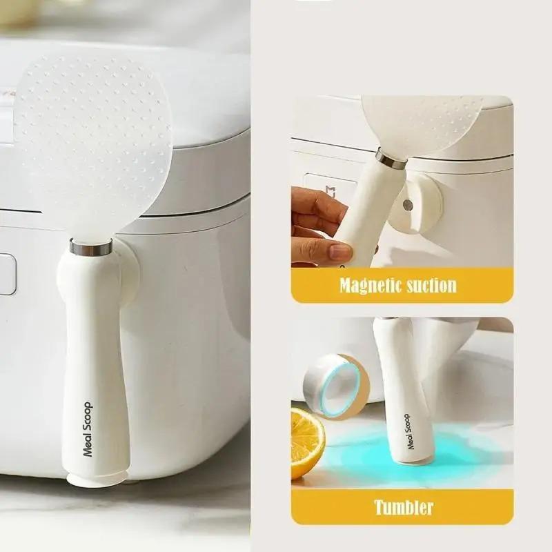 

Утолщенная стоящая ложка для риса Прочная лопатка для риса Креативная столовая сервировочная ложка Легко моется Ложка для риса на присоске Кухонные инструменты