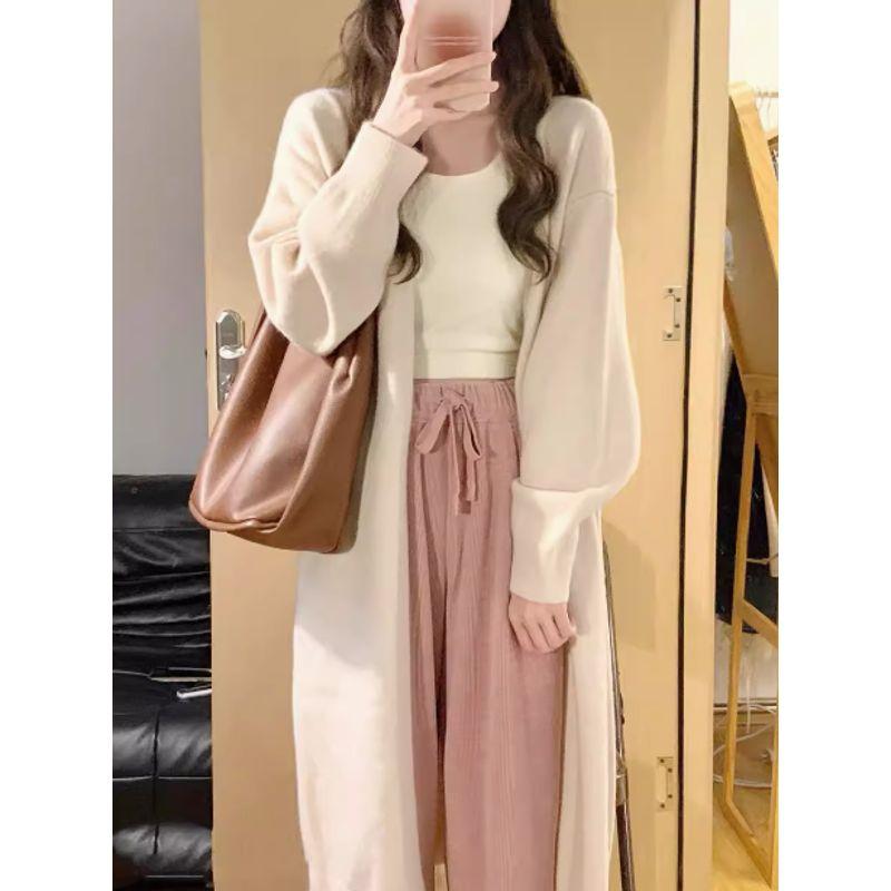 

Ранняя осень Свободный и ленивый стиль Утепленный свитер средней длины Верхняя одежда Женская 2024 Новая осенне-зимняя одежда Вязаный кардиган Rice White M [Suggested 45.00 kg-52.50 kg]]