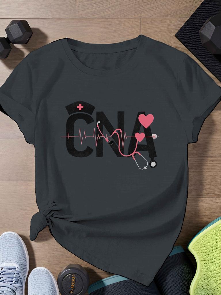 CNA Heartbeat Stethoscope Nurse T-shirt