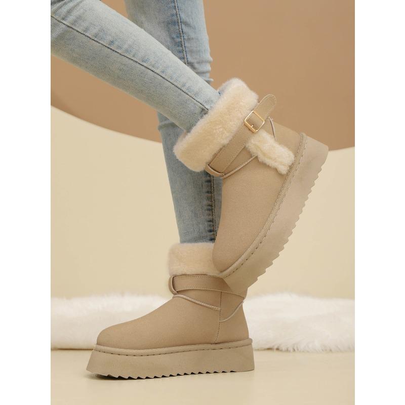 Mid-Calf Snow Boots for Women 2025 Plus Size Winter New Arrival Fashionable Versatile Anti-Slip Warm Thick-Sole Cotton Boots
