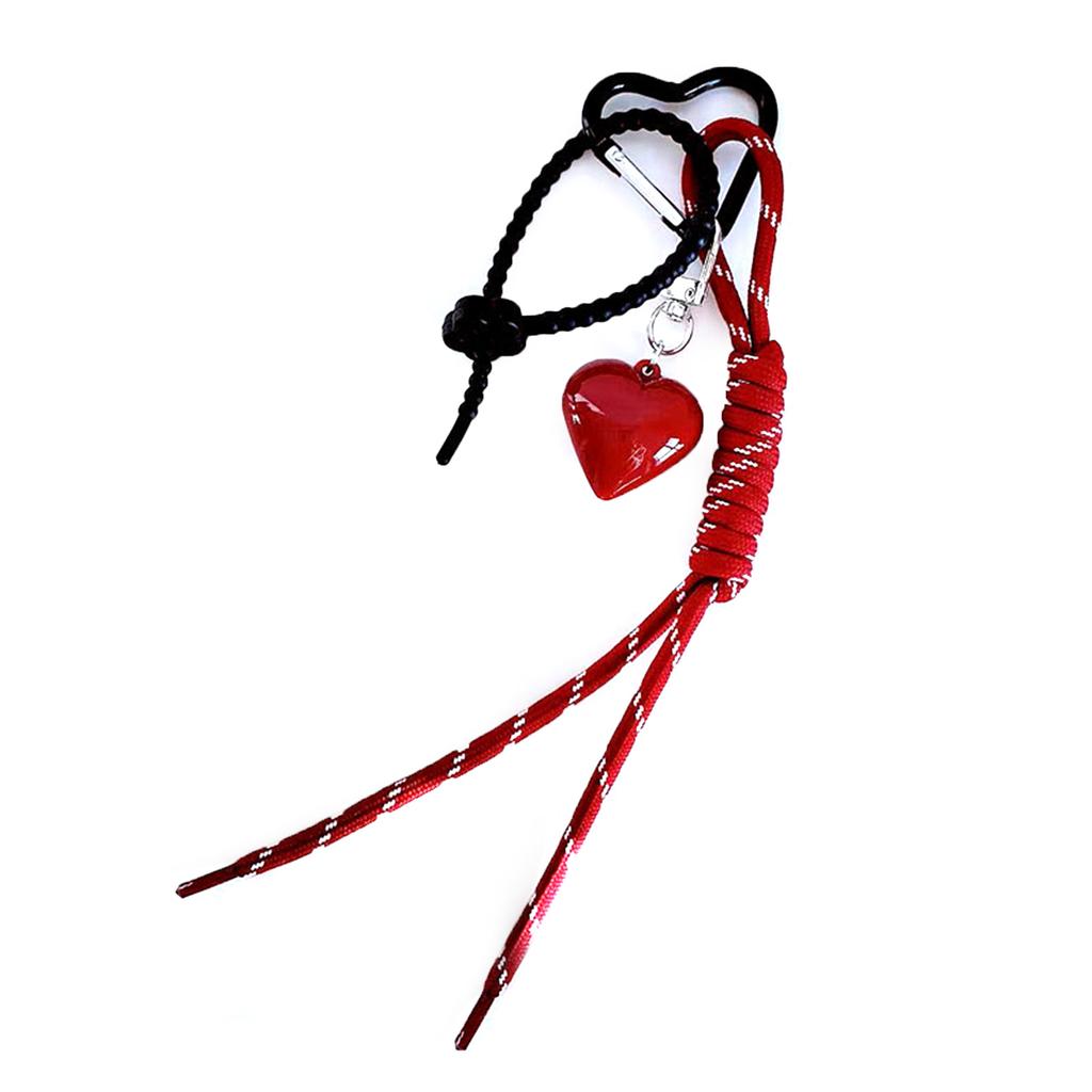 Lovely Heart Keychain Braided Rope Keyring Bag Charm Handbag Charm Bag Pendant Ornaments Car Keychain Decorations