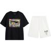 Li-Ning Fashion Letter Print Personality Trendy Versatile Round Neck Pullover Short Sleeve T-Shirt Casual Sports Suit Unisex Tops AHSV291-2+AKST593-7