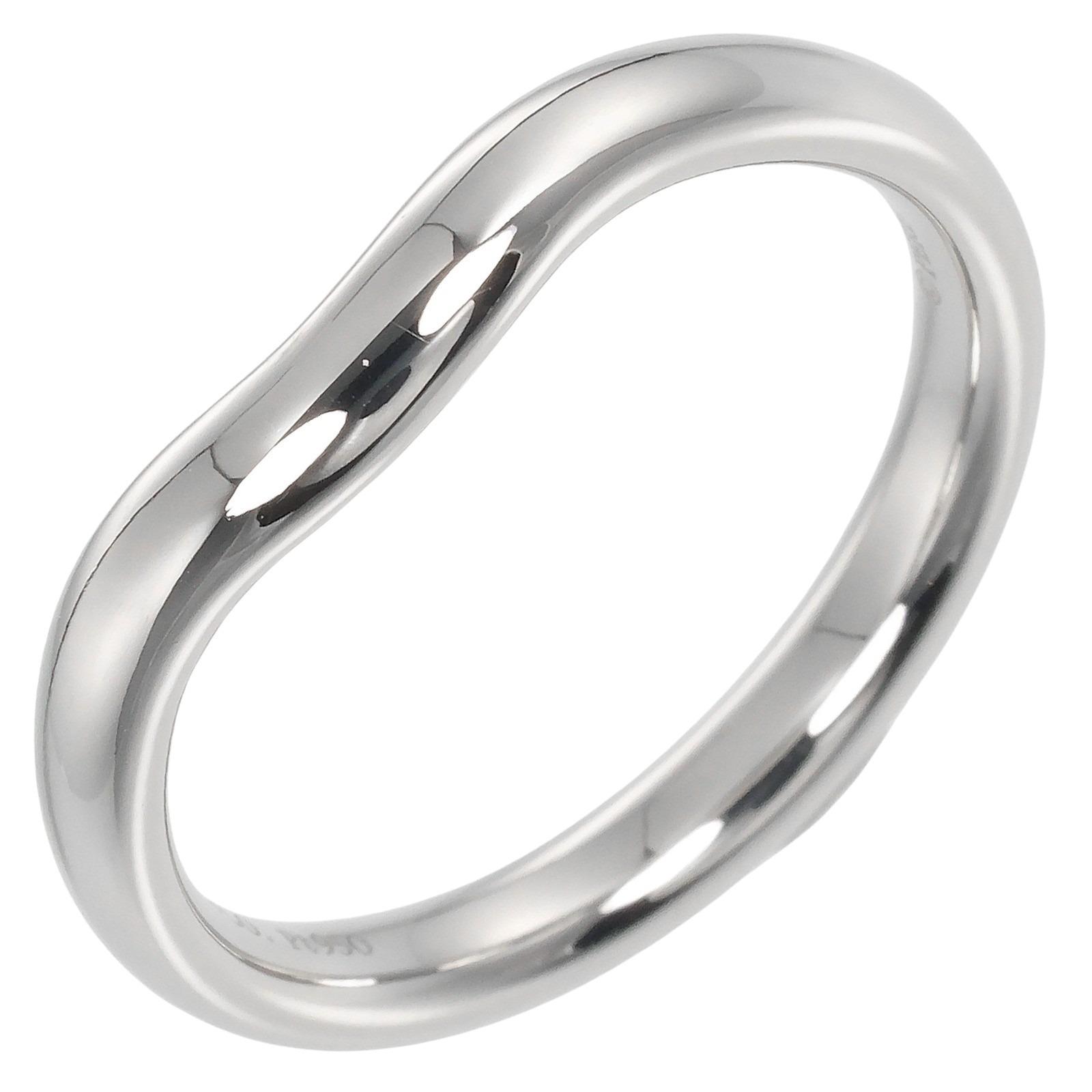 

TIFFANY&Co. Curved band Ring 0.1 model Pt950Platinum #7.4(US Size) 6.3g Women Used