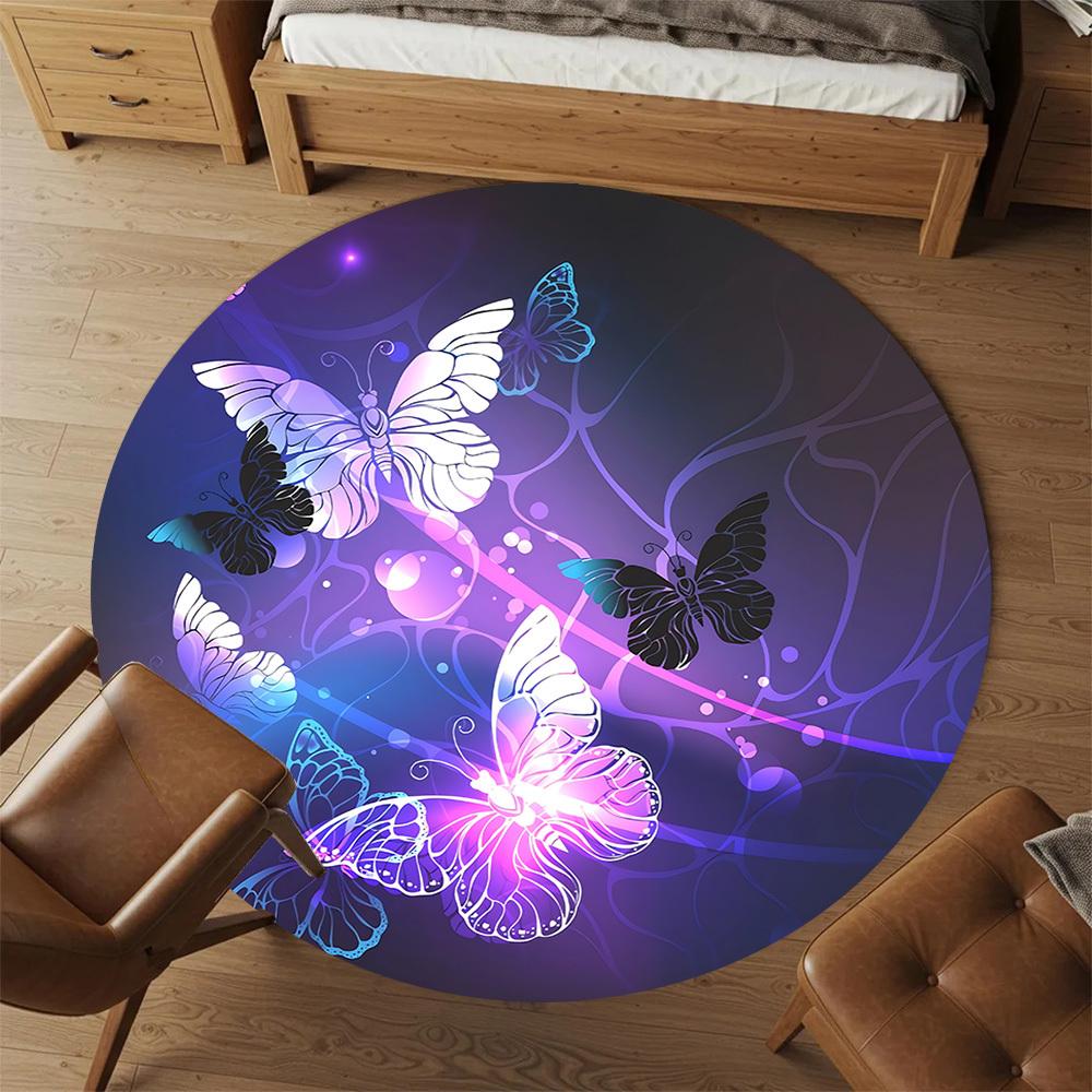 1 Stück Schmetterling Kreis Runde Stuhlmatte Teppich - Rutschfest, Bodenmatte für Büro, Schlafzimmer und Innenraumdekoration c1125189